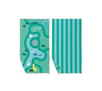 Quut Beach / Pool Towel for Kids with Game - Ultra Fast Drying Microfibre, Sand-Free - Compact, Lightweight (Safari, L - 180 x 100 cm)