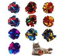 QUVOVID Cat Crinkle Ball Toys for Indoor Cats to Kill Time and Keep Fit, 2.3 Inch Colorful Mylar Crinkle Balls Attract Cats to Swat, Bite, Hunt, Interactive Toys for Cats and Kittens 10 Packs