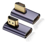 Quwem 2 Pack 8k Left & Right Angle 90 Degree HDMI Adapter, 48Gbps Uhd HDMI 2.1 Male to Female Extender Connector Supports 8K@60Hz 4K@120Hz Compatible with HDTV Laptop Computer TV