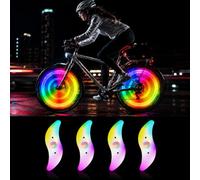 Quwem 4PCS LED Bike Wheel Spoke Lights,Multicolour LED 3 Flashing Modes | Waterproof Neon Tire Flash Lamp Color Changing Light Bicycle Accessories Easy to Install Outdoor for Adults and Kids at Night