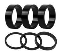 Quwem 6 PCS Headset Spacers 1 1/8" Aluminium Alloy For Bikes, 28.6mm MTB Road Bicycle Stem Headset Spacer Kit 2mm/3mm/5mm/3x10mm Black Lightweight Compatible with MTB BMX Road Bike