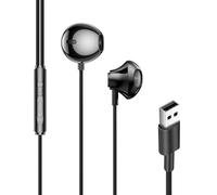 Quwem USB Earphones for PC with Microphone,2.5m Computer Headphones with USB Connection Wired in Ear Earphones Have Volume Control Stereo Noise Headset for Dell Laptop Surface for Switch