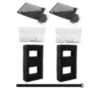 Quwfesudy 2 Set Aquarium Filter Media Fit for Fluval SPEC, EVO, Betta, Flex Desktop Aquarium Series, Includes 2 Ceramic Rings, 2 Foam Filters A1376, 2 Activated Carbon Filters, 1 Filter Cable