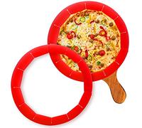 QUWOLACE 2 Pack Adjustable Silicone Crust Shield, BPA-free Pie Crust Protector Cover Kitchen Tool for Baking Pizza, Fit 8-10.7 Inch Pies - Dishwasher Safe (Red)