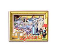 Quwsne Fridge Magnet Lisbon Portugal Fridge Magnet City Travel Souvenirs Tourist Gifts 3D Classic Landmarks Handmade Craft Home Decoration -3860