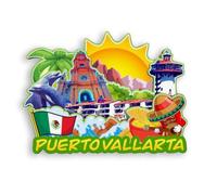 Quwsne Puerto Vallarta Mexico Fridge Magnet - City Travel Memories - 3D Tourist Gifts - Classic Monuments - Handmade Crafts - Home Decor - 1802