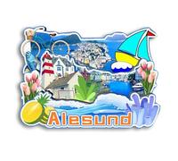 Quwsne Refrigerator Magnet Alesund Norway Fridge Magnet City Travel Souvenirs Tourist Gifts 3D Classic Landmarks Handmade Crafts Home Decoration2267
