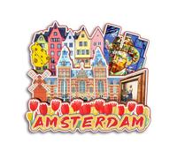 Quwsne Refrigerator Magnet Amsterdam Netherlands Fridge Magnet City Travel Souvenirs Tourist Gifts 3D Classic Landmarks Handmade Crafts Home Decoration -3773