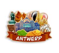 Quwsne Refrigerator Magnet Antwerp Belgium Fridge Magnet City Travel Souvenirs Tourist Gifts 3D Classic Landmarks Handmade Crafts Home Decoration -2006