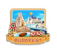 Quwsne Refrigerator Magnet Budapest Hungary Fridge Magnet City Travel Souvenirs Tourist Gifts 3D Classic Landmarks Handmade Crafts Home Decoration -3923