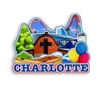 Quwsne Refrigerator Magnet Charlotte North Carolina USA Fridge Magnet City Travel Souvenirs Tourist Gifts 3D Classic Landmarks Handmade Crafts Home Decoration -1086
