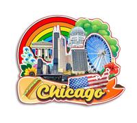 Quwsne Refrigerator Magnet Chicago Illinois America Fridge Magnet City Travel Souvenirs Tourist Gifts 3D Classic Landmarks Handmade Crafts Home Decoration -4193