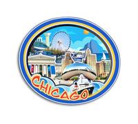 Quwsne Refrigerator Magnet Chicago Illinois America Fridge Magnet City Travel Souvenirs Tourist Gifts 3D Classic Landmarks Handmade Crafts Home Decoration -4189