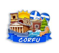 Quwsne Refrigerator Magnet Corfu Greece Fridge Magnet City Travel Souvenirs Tourist Gifts 3D Classic Landmarks Handmade Crafts Home Decoration -1740