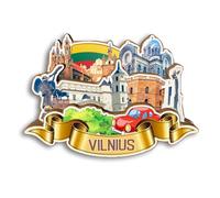 Quwsne Refrigerator Magnet for Vilnius Lithuania Fridge Magnet City Travel Souvenirs Tourist Gifts 3D Classic Landmarks Handmade Crafts Home Decoration -2478