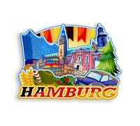 Quwsne Refrigerator Magnet Hamburg Germany Fridge Magnet City Travel Souvenirs Tourist Gifts 3D Classic Landmarks Handmade Crafts Home Decoration -1173