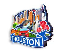 Quwsne Refrigerator Magnet Houston Texas United States Fridge Magnet City Travel Souvenirs Tourist Gifts 3D Classic Landmarks Handmade Crafts Home Decoration -383, QS-WC-383
