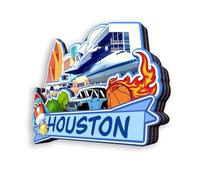 Quwsne Refrigerator Magnet Houston Texas United States Fridge Magnet City Travel Souvenirs Tourist Gifts 3D Classic Landmarks Handmade Crafts Home Decoration -382