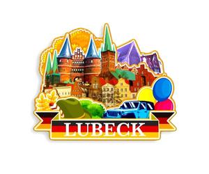 Quwsne Refrigerator Magnet Lubeck Germany Fridge Magnet City Travel Souvenirs Tourist Gifts 3D Classic Landmarks Handmade Crafts Home Decoration -1212
