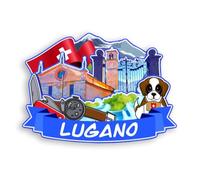 Quwsne Refrigerator Magnet Lugano Switzerland Fridge Magnet City Travel Souvenirs Tourist Gifts 3D Classic Landmarks Handmade Crafts Home Decoration -2039