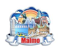 Quwsne Refrigerator Magnet Malmo Sweden Fridge Magnet City Travel Souvenirs Tourist Gifts 3D Classic Landmarks Handmade Crafts Home Decoration -3936