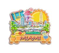 Quwsne Refrigerator Magnet Miami Florida America Fridge Magnet City Travel Souvenirs Tourist Gifts 3D Classic Landmarks Handmade Crafts Home Decoration -4074