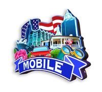 Quwsne Refrigerator Magnet Mobile Alabama United States Fridge Magnet City Travel Souvenirs Tourist Gifts 3D Classic Landmarks Handmade Crafts Home Decoration -356