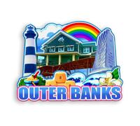 Quwsne Refrigerator Magnet Outer Banks North Carolina USA Fridge Magnet City Travel Souvenirs Tourist Gifts 3D Classic Landmarks Handmade Crafts Home Decoration -1092