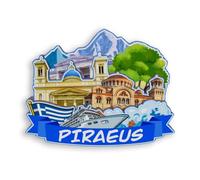 Quwsne Refrigerator Magnet Piraeus Greece Fridge Magnet City Travel Souvenirs Tourist Gifts 3D Classic Landmarks Handmade Crafts Home Decoration -1733