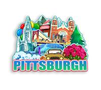 Quwsne Refrigerator Magnet Pittsburgh Pennsylvania USA Fridge Magnet City Travel Souvenirs Tourist Gifts 3D Classic Landmarks Handmade Crafts Home Decoration -1116