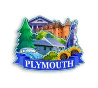 Quwsne Refrigerator Magnet Plymouth Massachusetts United States Fridge Magnet City Travel Souvenirs Tourist Gifts 3D Classic Landmarks Handmade Crafts Home Decoration -986