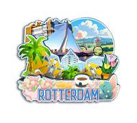Quwsne Refrigerator Magnet Rotterdam Netherlands Fridge Magnet City Travel Souvenirs Tourist Gifts 3D Classic Landmarks Handmade Crafts Home Decoration -3781