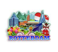 Quwsne Refrigerator Magnet Rotterdam Netherlands Fridge Magnet City Travel Souvenirs Tourist Gifts 3D Classic Landmarks Handmade Crafts Home Decoration -1972