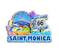 Quwsne Refrigerator Magnet Santa Monica California United States Fridge Magnet City Travel Souvenirs Tourist Gifts 3D Classic Landmarks Handmade Crafts Home Decoration -246