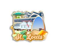 Quwsne Refrigerator Magnet St. Louis Missourri USA Fridge Magnet City Travel Souvenirs Tourist Gifts 3D Classic Landmarks Handmade Crafts Home Decoration - 774