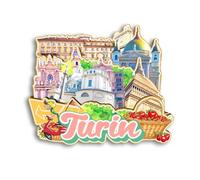 Quwsne Refrigerator Magnet Turin Italy Fridge Magnet City Travel Souvenirs Tourist Gifts 3D Classic Landmarks Handmade Crafts Home Decoration - 1086