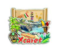 Quwsne Refrigerator Magnet Xcaret Mexico Fridge Magnet City Travel Souvenirs Tourist Gifts 3D Classic Landmarks Handmade Crafts Home Decoration -3767