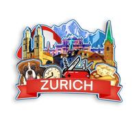 Quwsne Refrigerator Magnet Zurich Switzerland Fridge Magnet City Travel Souvenirs Tourist Gifts 3D Classic Landmarks Handmade Crafts Home Decoration -2030