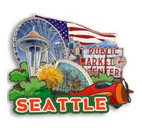 Quwsne Seattle Fridge Magnet Souvenirs from America, Washington State Travel Souvenirs, Vintage Fridge Magnet for Home Decor, CXH-1930