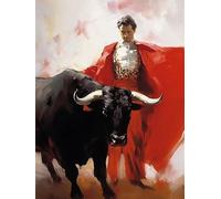 Quxaoqiao Adults and Beginners 5D Diamond Painting DIY Full Drill Kits Brave Bullfighter Pictures Embroidery Cross Stitch Diamond Art Perfect for Gift and Home Wall Decor Round Drill 85x115cm AE1065