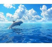 Quxaoqiao Adults and Beginners 5D Diamond Painting DIY Full Drill Kits Cute Dolphin Pictures Embroidery Cross Stitch Diamond Art Perfect for Gift and Home Wall Decor Round Drill 100x130cm AE1119