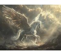 Quxaoqiao DIY 5D Adults and Beginners Diamond Painting Full Drill Kits Holy Pegasus Pictures Rhinestone Crystal Embroidery Diamond Art Perfect for Gift and Home Wall Decor Square Drill 25x35cm AB2214
