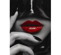 Quxaoqiao DIY 5D Adults and Beginners Diamond Painting Full Drill Kits Sexy Red Lips Pictures Rhinestone Crystal Diamond Art Perfect for Gift and Home Wall Decor Square Drill 25x35cm AC2730