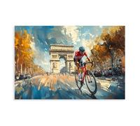 QUXDJZ Paris City Lanscape Tour De France View Gift Oil Painting Canvas Poster Wall Art Decor Print Picture Paintings for Living Room Bedroom Decoration 24x36inch(60x90cm)