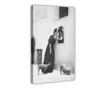 QUXDJZ Rare Frida Kahlo with Pets Print Canvas Poster Wall Art Decor Print Picture Paintings for Living Room Bedroom Decoration 16x24inch(40x60cm)