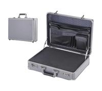 QuxetlRyz Aluminum Briefcase Aluminum Frame Lockable Laptop Case - Portable Security Document Briefcase Strongbox With Password Lock for Computer Files(17inch black)
