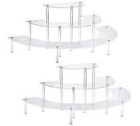 QuxetlRyz Perfume Organiser Display Risers 1/2pack Display Riser 3 Tier Half Moon Cupcake Stand Clear Perfume Organizer Dessert for for Food(2 Set)