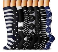 QUXIANG Copper Compression Socks And - Best Medical Sports, Nursing, Running, Cycling, Athletic, Edema, Diabetic, Varicose Veins, Travel, Pregnancy & Maternity 15-20 mmHg (S/M, Multi 06)