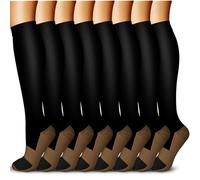 QUXIANG Copper Compression Socks for Women & Men Circulation (8 Pairs) - Best for Running Athletic Cycling - 15-20 mmHg, 01 Black, L-x-L