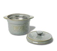 QUXIJA Ceramic Bacon Grease Container with Strainer -18oz,Ceramic Frying Oil Container Keeper for Kitchen, Easy-Grip Handle,Dishwasher Safe (Vintage Grey)